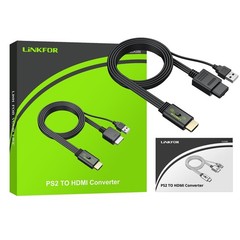 LiNKFOR PS2 to HDMI Converter,HDMI Cable, with 4:3/16:9 Screen Aspect Black
