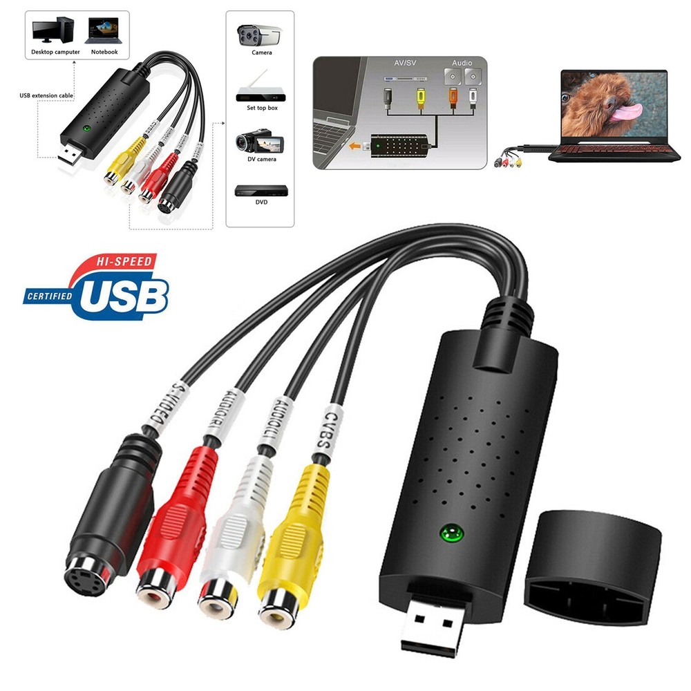 USB 2.0 Video Capture Card VCR VHS to Digital DVD Converter for Windows 10 E0