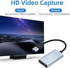 Video Capture Card, USB3.0 HDMI to USB C Capture Card, 4K 1080P 60FPS