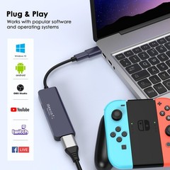 USB 3.0 Video Capture Card with PD 100W, Recording 4K, 1080P 60FPS, HDMI to U…