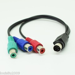 50pcs Mini 7pin Din PS2 Male S-Video To 3 RCA Female Red/Blue/Green HDTV Cable