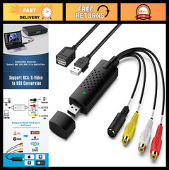 USB Video Capture Card – RCA to USB Converter for VHS, Mini DV, VCR, DVD – PC &