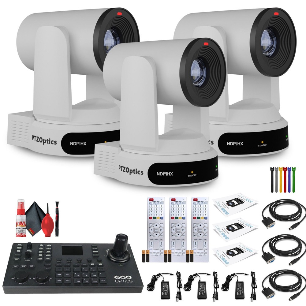 3 x PTZOptics Move 4K PTZ Camera with 30x Zoom (White) (PT30X-4K-WH-G3) +