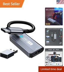 High-Speed 1080P USB-C Capture Card with Ultra-Low Latency for Gaming & Teaching