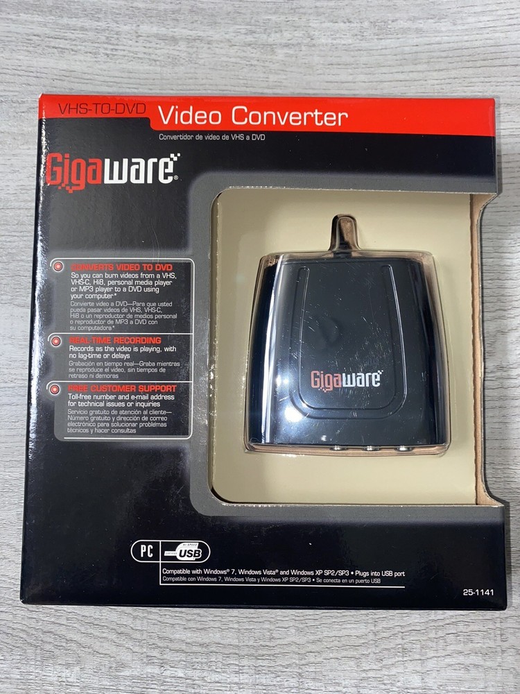 Gigaware 25-1141 VHS-TO-DVD Video Converter – NEW, Open Box