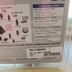 Emerge Universal 3’ Cable Kit For Usb 2.0, Network & Phone Computer NEW!