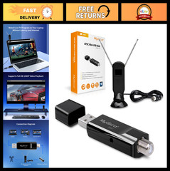 USB TV Tuner Card Antenna – HD Digital External HDTV Adapter for PC, Laptop, And