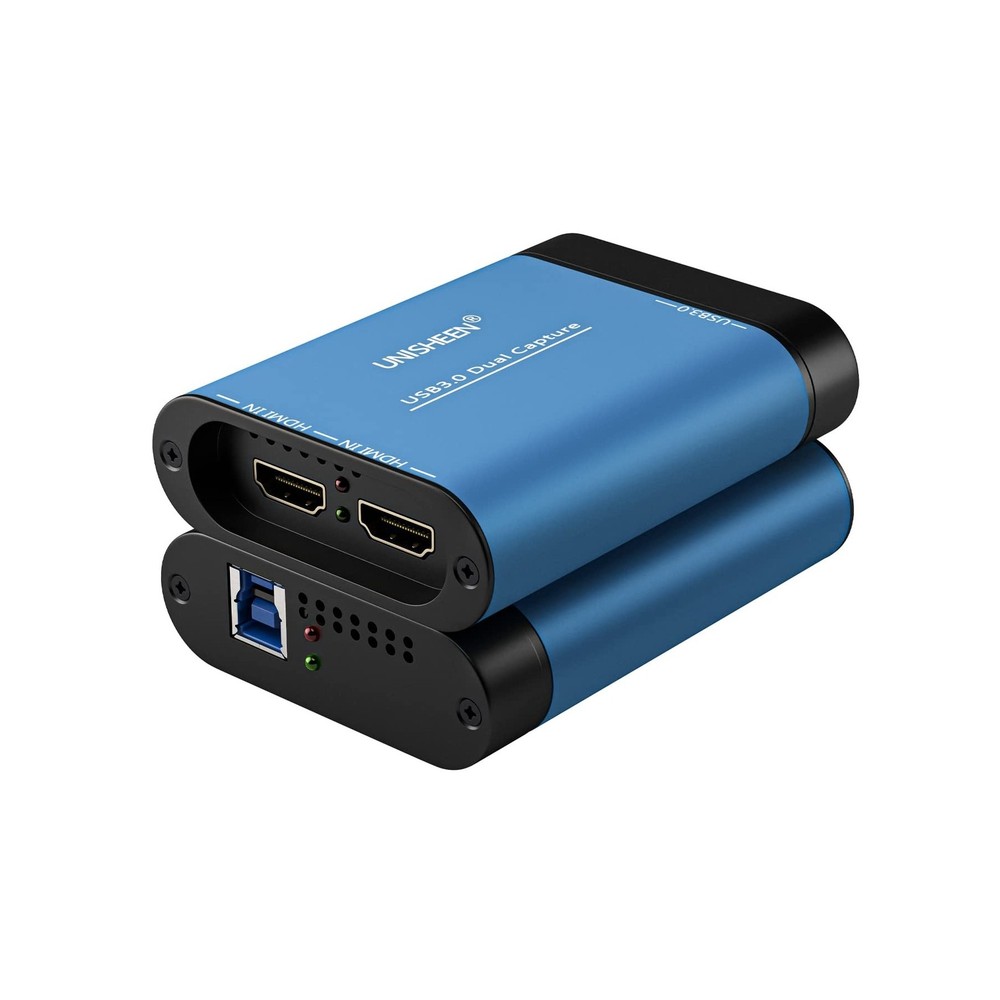 UNISHEEN USB 3.0 HDMI Dual Input Capture Card, 1080P Video Broadcast Game Liv…