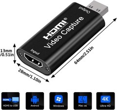 4K HDMI Video Capture Card USB 2.0 Streaming Game Capture Adapter