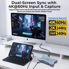 4K HDMI Capture Card with Touch LED, Dual HDMI in/Loop-Out, USB 3.0, 4K@60Hz/…