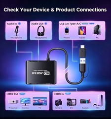 USB 3.0 Video Capture Card for Streaming, 1080P 60Hz HDMI Video Recording wit…