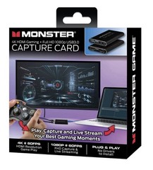 Monster 4K HDMI Gaming Capture Card Full HD 1080p with USB 3.0 New Open Box