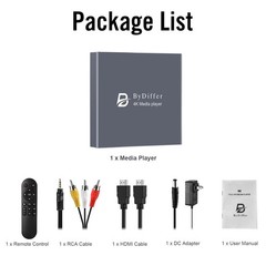 ByDiffer 4K HD Digital Media Player for USB Drive/Micro SD Card, 4K@60Hz Grey