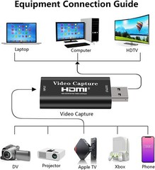 HDMI to USB Video Capture Card 1080P Recorder Phone Game Video Live (2pack )