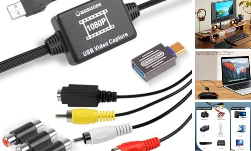 VHS to Digital Converter,USB-A/USB-C Video 1080P Capture Card,RCA/AV to
