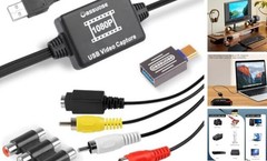 VHS to Digital Converter,USB-A/USB-C Video 1080P Capture Card,RCA/AV to
