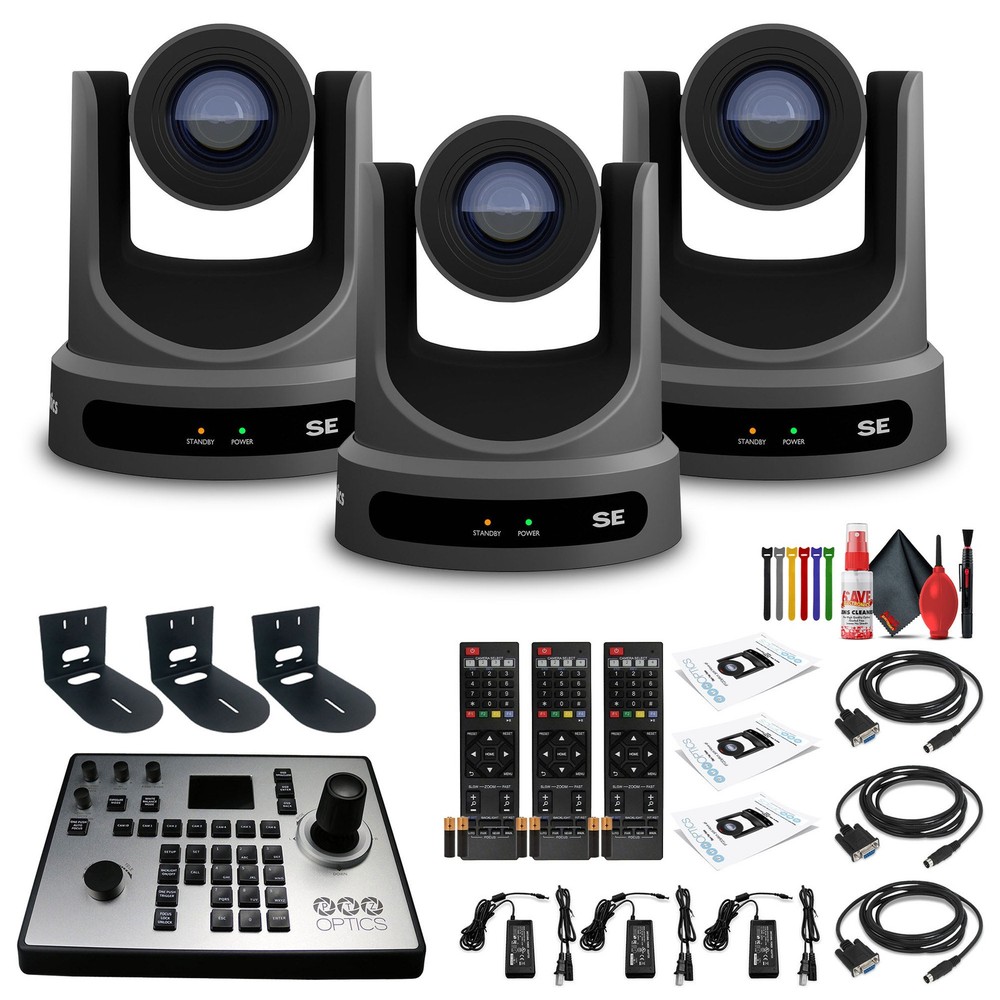 3 x PTZOptics Move SE PTZ Camera with 20x Optical Zoom + PTZOptics PT-JOY-G4