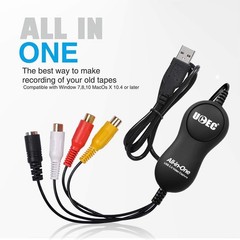 VHS to Digital Converter Kit: RCA to USB Video Capture Device for Mac & PC