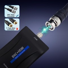 Meekwds Coax to Hdmi Adapter,BNC HDMI Converter,CVBS PAL/NTSC BNC Black