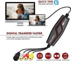VHS to Digital Converter,Video Capture Card Device,VHS VCR Hi8 Mini DV to Mac…