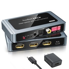 4K@60Hz HDMI Splitter 1 in 2 Out 1×2 +3.5mm+Coaxial +Spdif, Gray