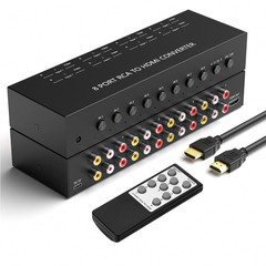 8 Port RCA to HDMI Converter 1080P/720P Composite CVBS AV Switch Black