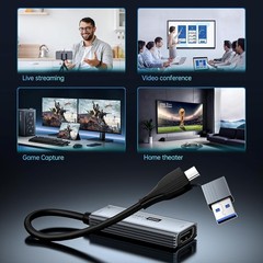Video Capture Device with 100W PD Fast Charging for Switch PS4 Xbox Quest