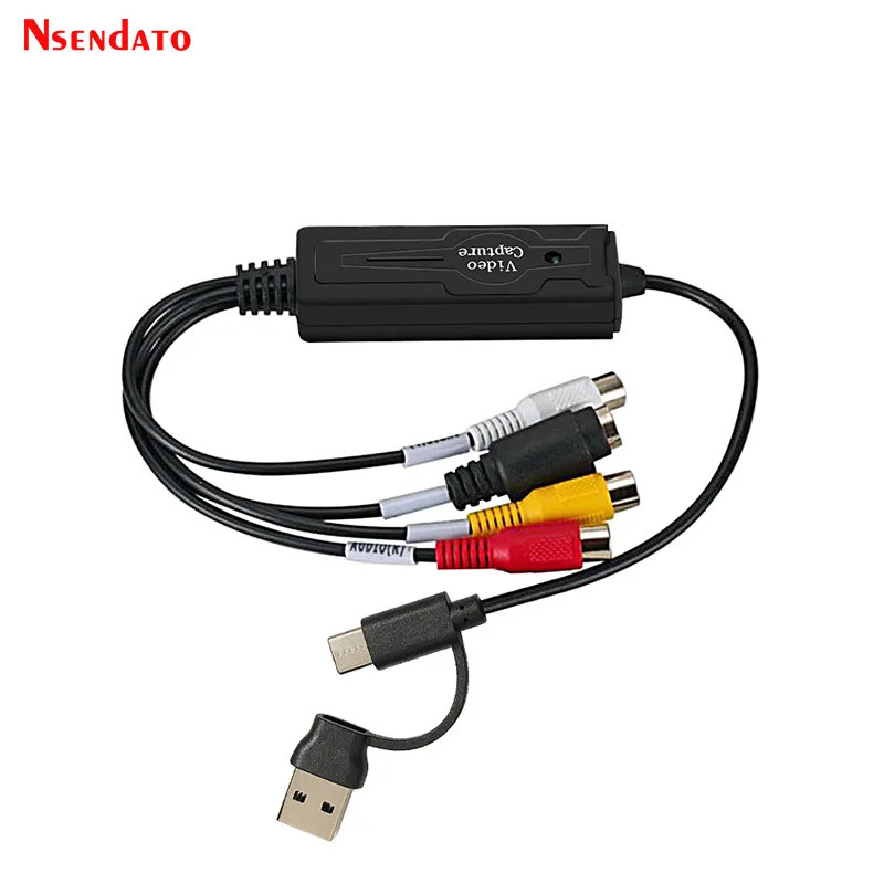 USB Type C Video Capture Card 2 in 1 Type C USB 2.0 AV Video Grabber Record Adap