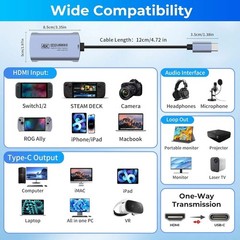 4K@60FPS Capture Card for Streaming, 2K@144FPS USB 3.0 HDMI to USBC Camera Vi…