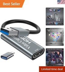 Ultra-Low Latency HDMI Capture Card – 1080P HD 60fps, Plug-and-Play Convenience