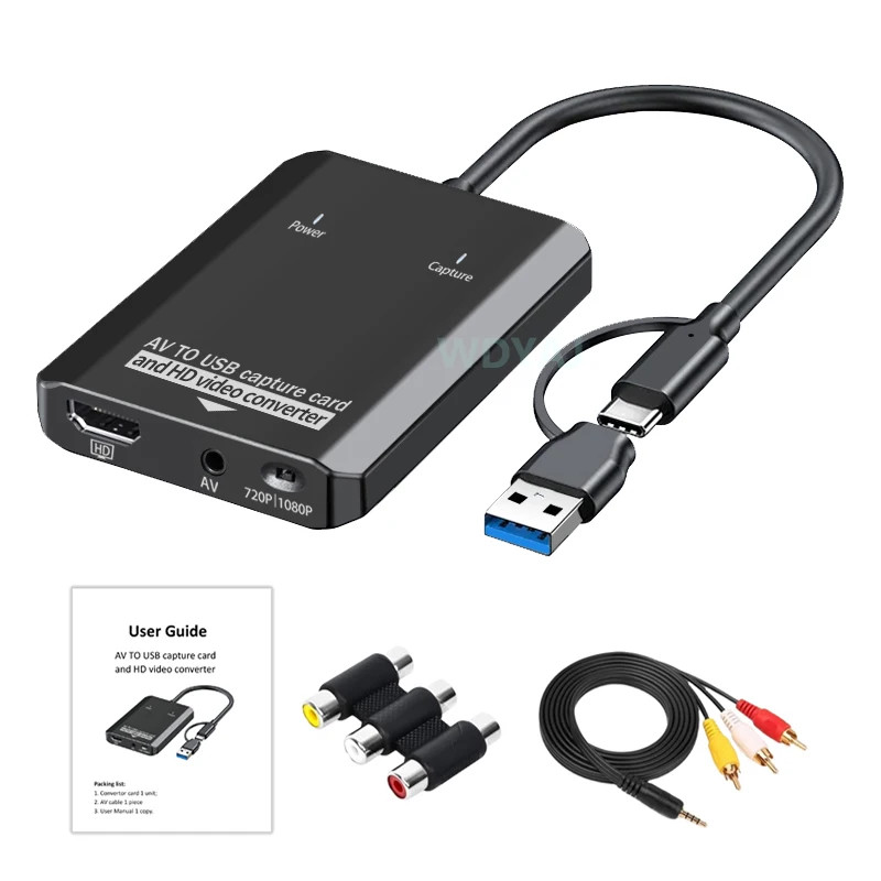USB Video Capture Cards AV TO HDTV Analog VHS to Digital Video Converter USB 2.0