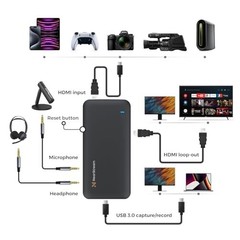 4K60 HDMI Capture Card, 1080p60 Video Capture, USB-C, Low Latency, Mic Input, PS