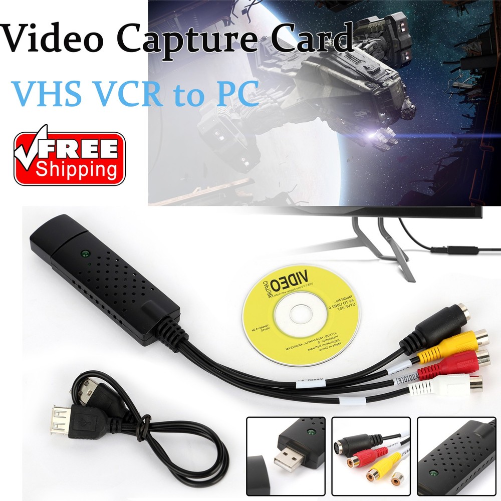 Digital Capture Card USB 2.0 Audio Video VHS to DVD VCR PC HDD Converter Adapter