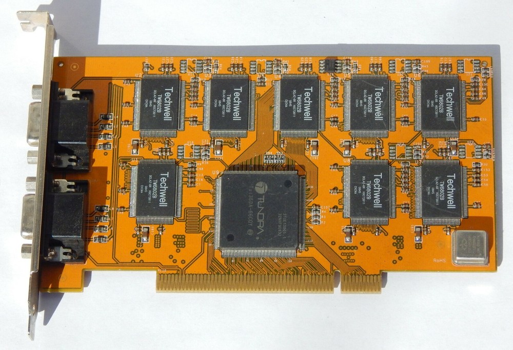 DVR-9018 Tundra / Techwell TW6802B PCI 8x Frame Grabber Video Card PCB Card