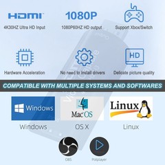 AMZHRLY 4K HDMI to USB 3.0 Video Capture Card 1080P 60FPS Cam Link Card Game …