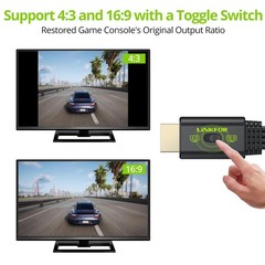 LiNKFOR PS2 to HDMI Converter,HDMI Cable, with 4:3/16:9 Screen Aspect Black