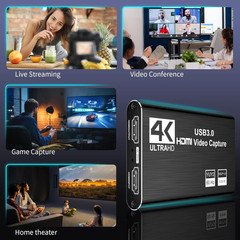 Video Capture Card, Audio Video Capture Card, USB 3.0 Capture Card 4K HDMI Loop-
