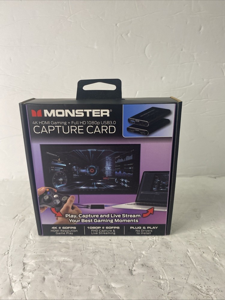 New Monster Capture Card 4K HDMI Gaming + Full HD 1080p USB3.0 Sealed