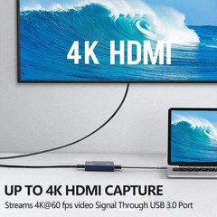 4K Capture Card Grey for Streaming, Recording & Gaming – HDMI Video Capture D…