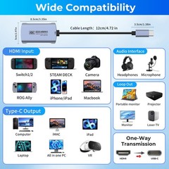 4K60FPS Capture Card for Streaming, 2K144FPS USB 3.0 HDMI to USBC Video Captu…