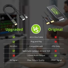 LiNKFOR PS2 to HDMI Converter,HDMI Cable, with 4:3/16:9 Screen Aspect Black