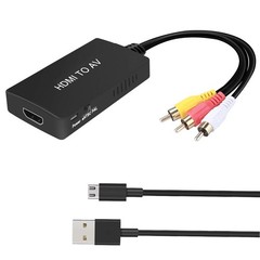 HDMI to RCA Converter, AV 3RCA CVBs Composite Video Audio Black