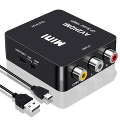 RCA to HDMI Converter AV 1080P Mini Adapter 16:9 4:3 Composite Video Black