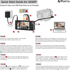 Portta VD20P VHS to Digital Converter to MP4 with 5″ in HD Preview LCD Open New