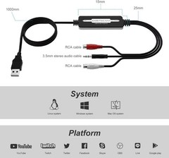 USB 2.0 Audio Capture Card Grabber Cassette Tape Vinyl to MP3 Converter