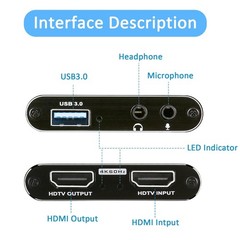 4K Audio Video Capture Card, USB 3.0 HDMI Video Capture Device, Full HD 1080P, 3