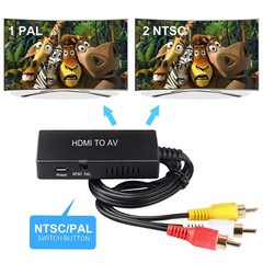 HDMI to RCA Converter, AV 3RCA CVBs Composite Video Audio Black