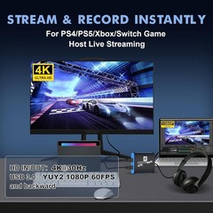 Capture Card for OBS Twitch Game Live Streaming and Recording with 4K Pass-Th…