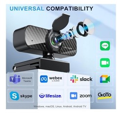 Webcam Full HD 1080P Built-in Microphone Universal Compatibility Zoom Teams