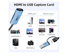 Video Capture Card with 100W PD Fast Charging